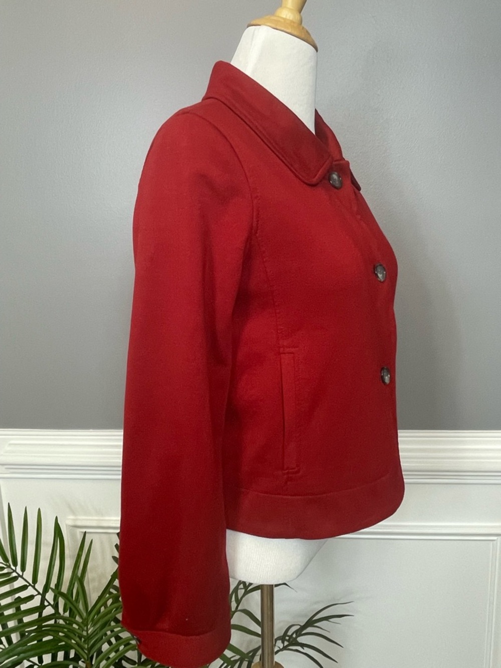 Ann Taylor Red Rounded-Collar Button Jacket - Picture 4 of 6